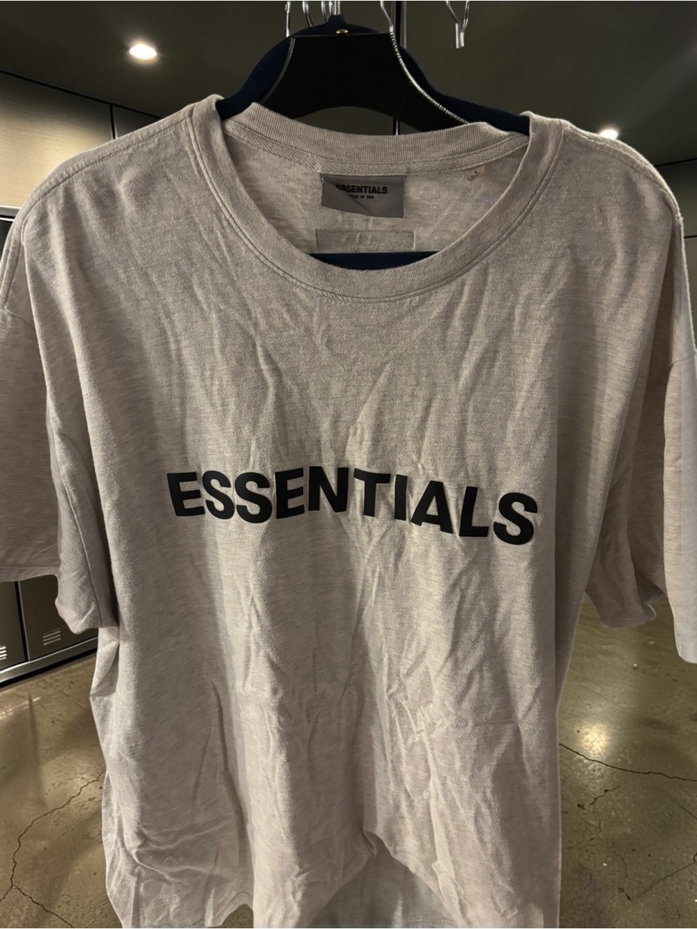 Essentials Short Sleeve Crewneck Tee in Light Gray with Black Logo